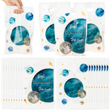 ANGOLIO Outer Space Party Bag - 50Pcs First Trip Around The Sun Outer Space Candy Treat Bags Print Outer Space Patterns with Handles Plastic Gifts Bags Birthday Snack Bags Theme Party Favor Supplies