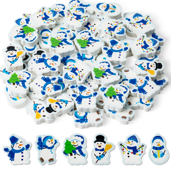 60Pcs Winter Mini Eraser for Kids Bulk Cute Snowman Pencil Eraser 3D Desk Puzzle Erasers Pet for Student Classroom Prizes Homework Reward  Birthday Gift Party Favor Gift Filler Supplies