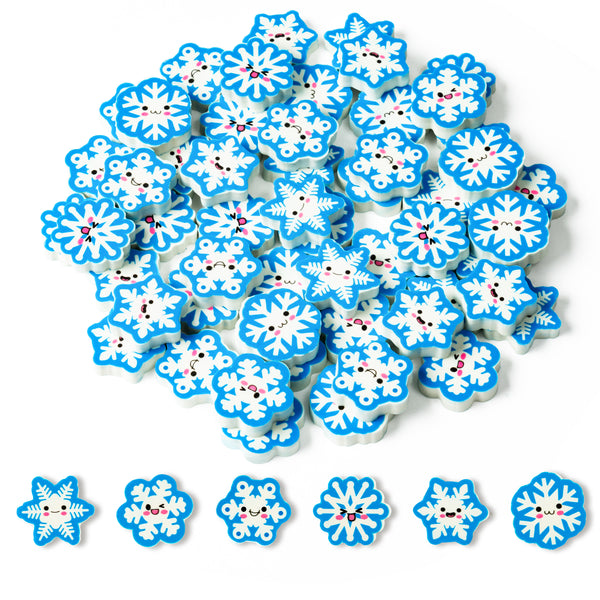 60 Pcs Winter Snowflake Mini Erasers for Kids Assortment Xmas Mini Pencil Erasers Christmas Snowflake Erasers for School Student Xmas Gift Party Favors Homework Reward Classroom Prizes Gift Filler