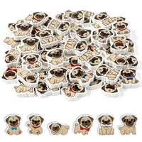 60Pcs Pug Mini Bulk Erasers Dog Theme Party Pencil Top Erasers 6 Style Pug Cartoon Element Pattern Eraser for Classroom Activities Reward Game Prizes School Birthday Party Supplies Gifts