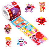 ANGOLIO 300P Valentines Make a Face Stickers Scene Roll in 6 Designs Style With DIY Animals Desserts Sticker for Classroom School Party Decoration Accessories Back to School Day or Valentines Party Gift Supplies