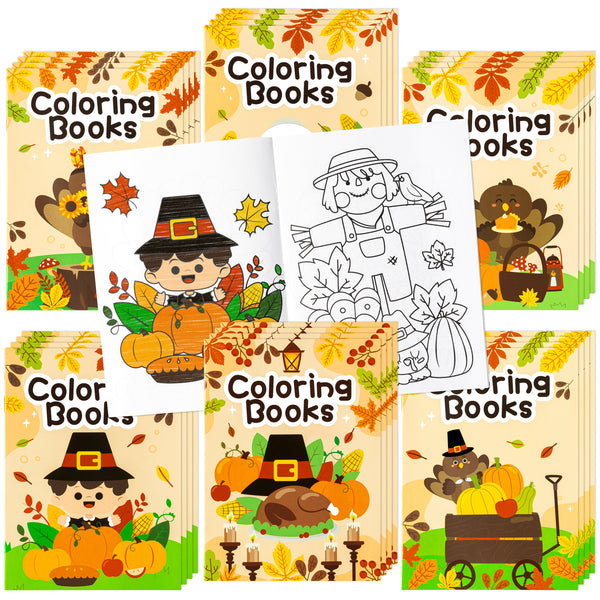 24pcs Kids Thanksgiving Coloring Book for Ages 4-10, DIY Art Drawing Book for Boys Girls Gifts Thanksgiving Activity Books for Thanksgiving Gift Birthday Gift Church Party Favor