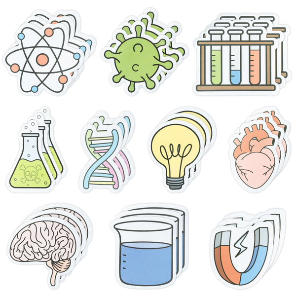 30Pcs Funny Science Sticky Notes Cute Chemistry Note Pads Test tube, Heart Light Bulb and Potion Note Pads Pattern Essentials Teacher Student Gifts Stationary Sticky Notes Self Stick Memo Pad for Lab School Supplies