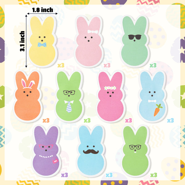 ANGOLIO Easter Bunny Sticky Notes - 30 Pack Easter Candy Bunny Sticky Notes Total 600 Sheets Colorful Bunny Carrot Rabbit Ears Sticky Memo Pads for Sunday School Kids Class Party Favors Goodies Bag