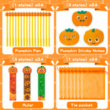 24Set Fall Pumpkin Stationery Set With Gift Bags Fall Thanksgiving Halloween Pumpkin Neutral Pen Bookmark Rulers Sticky Notes For Kids Pumpkin Stationery Kit Teacher Classroom Rewards Gifts