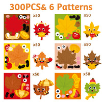 300Pcs Make Your Own Leaves Stickers Scene Roll Fall Maple Leaf Sticker Fall Stickers Bulk Make a Face Stickers Maple Leaves Stickers DIY Art Crafts for Kids Boys Girls Birthday Party Favor Thanksgiving Day Party Gifts