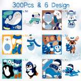 300Pcs Polar Animals Make A Face Stickers Scene Roll Make Your Own Winter Atctic Animals Stickers Polar Bear Atctic Fox Penguin Face Stickers DIY Art Crafts for Kids Boys Girls Holiday Class Party