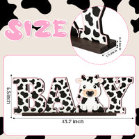 Baby Cow Wooden Table Centerpieces Wooden Sign Letter Table Decoration Farm Animals Cow Table Topper Decorations Cow Sign Table Wooden Centerpieces for Baby Shower Birthday Party Photo Booth  Decor