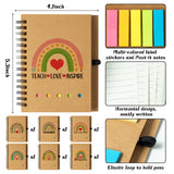 ANGOLIO Teacher Notebooks Notepads Gift - 12P Teacher Appreciation Thank You Gift Bulk Rainbow Spiral Notebook Include Sticky Notepad Bamboo Ballpoint Pens Teacher Birthday Office Home Present Supplies