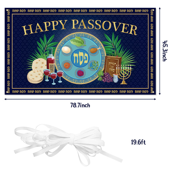 ANGOLIO Passover Jewish Backdrop Banner - Happy Passover Day Photography Background Jewish Holiday Prayers Day Banner Party Decoration for Christian April Travel Outdoor and Indoor Photography Decor