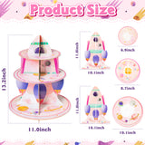 3 Tier Watercolour Outer Space Cupcake Stand Outer Space Party Supplies Cake Stand for Kids Birthday Party Decorations Space Theme Dessert Tower Party Baby Shower Birthday Party Supplies