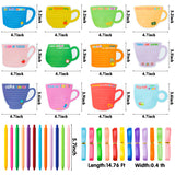 36P Teacher Coffee Cup Notepads with Pen Teacher Appreciation Gift Motivation Positive Journal with Unique Shapes Border Portability Pocket Notebook Teacher's Day Birthday Gift Office Present Supplies