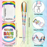 ANGOLIO LGBTQ Pride Rainbow Card Holder - LGBTQ Pride Lanyard with ID Card Badge Holder You Are Safe With Me Lanyards Keychain with Vertical Card Holder for Pride Stuff Teenager Party Supplies Decor