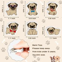 60Pcs Pug Mini Bulk Erasers Dog Theme Party Pencil Top Erasers 6 Style Pug Cartoon Element Pattern Eraser for Classroom Activities Reward Game Prizes School Birthday Party Supplies Gifts