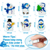 60Pcs Winter Mini Eraser for Kids Bulk Cute Snowman Pencil Eraser 3D Desk Puzzle Erasers Pet for Student Classroom Prizes Homework Reward  Birthday Gift Party Favor Gift Filler Supplies