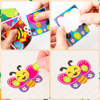 ANGOLIO Spring Stickers Scene Roll - 300Pcs Butterfly BEE Ladybug Sunflower Pattern Make A Face Sticker Mix and Match Sticker Decal for Kids Scrapbook Water Bottles Gift Cards Decor School Reward