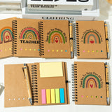 ANGOLIO Teacher Notebooks Notepads Gift - 12P Teacher Appreciation Thank You Gift Bulk Rainbow Spiral Notebook Include Sticky Notepad Bamboo Ballpoint Pens Teacher Birthday Office Home Present Supplies