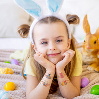 ANGOLIO Easter Bunny Temporary Tattoos - 60Pcs Easter Bunny Temporary Tattoos for Kids Bulk Cute Easter Chick Easter Bunny Easter Eggs Tatto for Easter Party Supplies Favors Goodie Bag Fillers