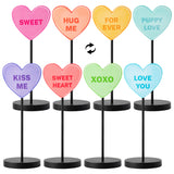 4PCS Valentine's Day Table Decoration Wooden Tabletop Centerpiece Sign, Candy Heart-Shaped Double-Sided Design Tall Standing Block Set, Propose Marriage Wedding Anniversary Party Supplies Decorations