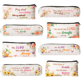 8 Pieces Inspirational Quote Bible Verse Pencil Pouch, Christian Floral Bible Pencil Case Gift Canvas Cosmetic Bags with Zipper, Student Study Journaling Supplies School Office Stationery Bags