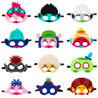 ANGOLIO 12Pcs Trolls Mask for Kids, Trolls World Tour Felt Mask Party Favors Kids Dress Up Costume Masks Trolls Cosplay Poppy Masks Photo Booth Props Kids Party Supplies Birthday Gift