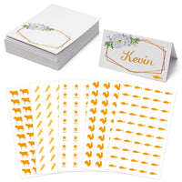 55Pcs Meal Choice Sticker With Wedding Place Card Party Supplies For Romantic Wedding Scenes,Seating Place Cards Decor For Wedding, Banquet, Dinner Parties(Gold, Beef, Carrots, Grilled Chicken, Fish)