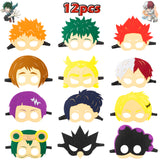 ANGOLIO 12Pcs My Hero Academia Felt Masks Themed Costumes Masks Party Supplies Birthday Favors Dress Up Masks Photo Booth Prop Cartoon Character Cosplay Pretend Play Accessories Gift for Kids