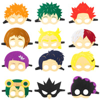 ANGOLIO 12Pcs My Hero Academia Felt Masks Themed Costumes Masks Party Supplies Birthday Favors Dress Up Masks Photo Booth Prop Cartoon Character Cosplay Pretend Play Accessories Gift for Kids