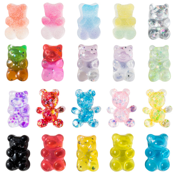 20Pcs Gummy Bear Shoe Charms for Wristband With Holes,Pin The Gummy Bears in Different Colors Patterns Charms for Kid Birthday or Theme Party Favor Gift(Please Pay Attention To Children Swallowing Decorative Items By Mistake)