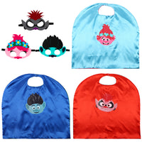 ANGOLIO 3 Pcs Trolls Capes with Masks Dress up Costumes Halloween Christmas Cosplay Festival Birthday Party Favors for Kids