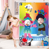 ANGOLIO Trolls Photo Booth Props Photography Backdrops, 37.2 x 57.5 inch Trolls Photo Door Banner, Trolls Banner with Rope, Trolls Themed Party Decoration Supplies Party Favors for Kids