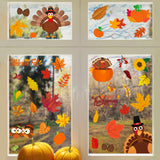 ANGOLIO 201Pcs Thanksgiving Window Clings, 10 Sheets Fall Maple Decals Stickers Thanksgiving Window Clings Harvest Autumn Leaves Party Decor Supplies for School Home Office Decorations