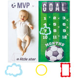 4Pcs Baby Boy Monthly Milestone Blanket Photo Props,Peach Velvet Blanket Printed Numbers And Football Pattern MVP Newborn Growth Photography Sports Month Blanket Suitable For Baby Mother Birthday Gift