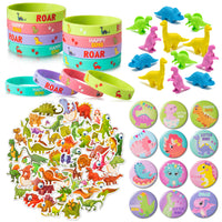 86Pcs Pink Dinosaur Party Favors for Girls,Happy Dino Party Favors All-In-One Pack Party Supplies Include Bracelet, Stickers,Badge, Dinosaur Eraser For Pink Dinosaur Theme Kids Birthday Party