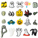 Halloween Shoe Decoration Charms for Wristband with Holes,Pin the Cute Halloween Character Charms for Kids Adult Halloween Party Favor (Candy, Letter "B", Eyes, Skeletons, Ghosts with Luminous Light)