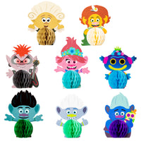 Trolls Honeycomb Centerpieces, 8PCS Table Topper for Birthday Party Decoration, Double Sided Cake Topper Party Favor, Party Supplies for Kids, Photo Booth Props