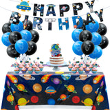 48Pcs Outer Space Party Decoration Kit, All-In-One Pack Party Supplies Include Outer Space Party Balloon,Banner,Tablecloth,Cupcake Topper,Birthday Cake Topper Decorations Outer Space Decor Fit For Boys Kids Birthday Gift