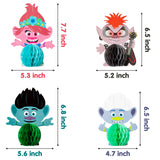 Trolls Honeycomb Centerpieces, 8PCS Table Topper for Birthday Party Decoration, Double Sided Cake Topper Party Favor, Party Supplies for Kids, Photo Booth Props