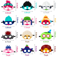 ANGOLIO 12Pcs Trolls Mask for Kids, Trolls World Tour Felt Mask Party Favors Kids Dress Up Costume Masks Trolls Cosplay Poppy Masks Photo Booth Props Kids Party Supplies Birthday Gift