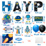 48Pcs Outer Space Party Decoration Kit, All-In-One Pack Party Supplies Include Outer Space Party Balloon,Banner,Tablecloth,Cupcake Topper,Birthday Cake Topper Decorations Outer Space Decor Fit For Boys Kids Birthday Gift