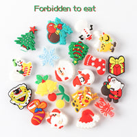 20Pcs Christmas Shoe Charms for Clog Decorations Wristband Bracelet, Snowman Santa Claus Elk Xmas Tree Snowflakes Charms for Kids Teens Christmas Birthday Gift New Year Party Favor