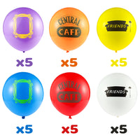 ANGOLIO 30Pcs Party Balloons Friends Themed Balloon for Friends Fan Latex Helium Balloon Birthday Party Decoration Supplies Central Cafe Door Frame Friends Couch Blue Red Yellow White Purple Orange Balloon