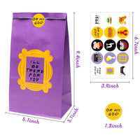 ANGOLIO 24 PCS Goodie Bags, Friends Themed Treat Bags with Stickers Candy Bags Decoration Party Pack Loot Bag Party Supplies Gift Storage Bags (Purple & Black)