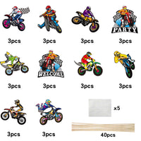 Dirt Bike Birthday Party Centerpiece Sticks, 30Pcs Motocross Themed Party Table Toppers for Men and Boys, Extreme Sports Racing Birthday Ideas Photo Props Decorations