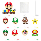 ANGOLIO 49Pcs Mario Brothers Cake Toppers, Wario Themed Party Cake Decorations, Happy Birthday Cake Topper and Cardstock, Luigi Cupcake Toppers, Kids Birthday Decoration Baby Shower Party Supplies