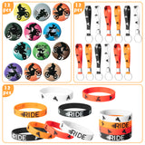 36Pcs Dirt Bike Party Supplies Kit, Motocross Party Favors Bike All-in-One Pack Party Supplies Include Dirt Bike Keychain Wristband Badge for Kids Birthday Party