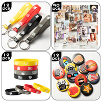 100Pcs Movie Night Party Supplies Kit, Famous Movie Me Before You Little Woman Party Favors Movie Character All-in-One Pack Party Supplies Include Movie Sticker Movie Bracelet Movie keychain Movie Badge for Kids Adult Birthday Gift