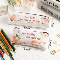 8 Pieces Inspirational Quote Bible Verse Pencil Pouch, Christian Floral Bible Pencil Case Gift Canvas Cosmetic Bags with Zipper, Student Study Journaling Supplies School Office Stationery Bags