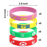 ANGOLIO 24Pcs Mario Brothers Bracelet Luigi Silicone Bracelet Wario Rubber Wristbands Kinopio Stretch Wristbands Party Favors Video Games Fans Decoration for Kids