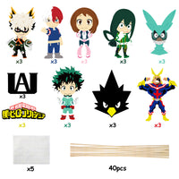 ANGOLIO 30Pack My Hero Academia Paper Card Centerpiece Kit Table Toppers Paper World Tour Themed Birthday Party Favor Decorations Baby Shower Desk Topper Party Supplies for Kids Adults